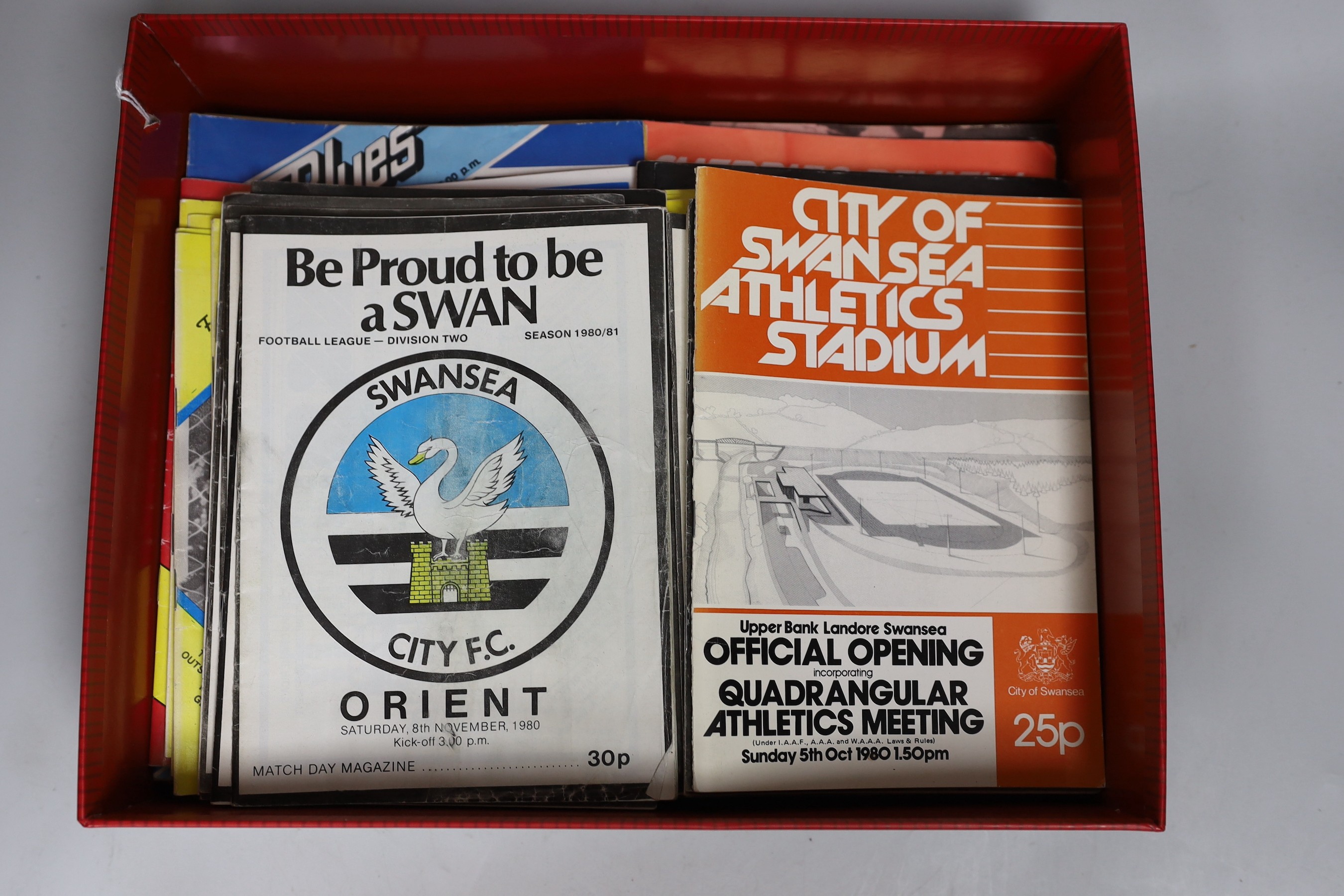 The Athletic News Football Annual 1892 and a quantity of 1980’s Swansea City football programmes.